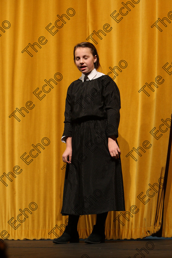 Feis19022018Mon21 
 21
Dominique Desmond introducing her scene.
 Speech and Drama Class: 327: The Hartland Memorial Perpetual Trophy Dramatic Solo 12YearsandUnder Section 1 Feis Maiti 92nd Festival held in Fr. Mathew Hall. EEjob 19/02/2018 Picture: Gerard Bonus.