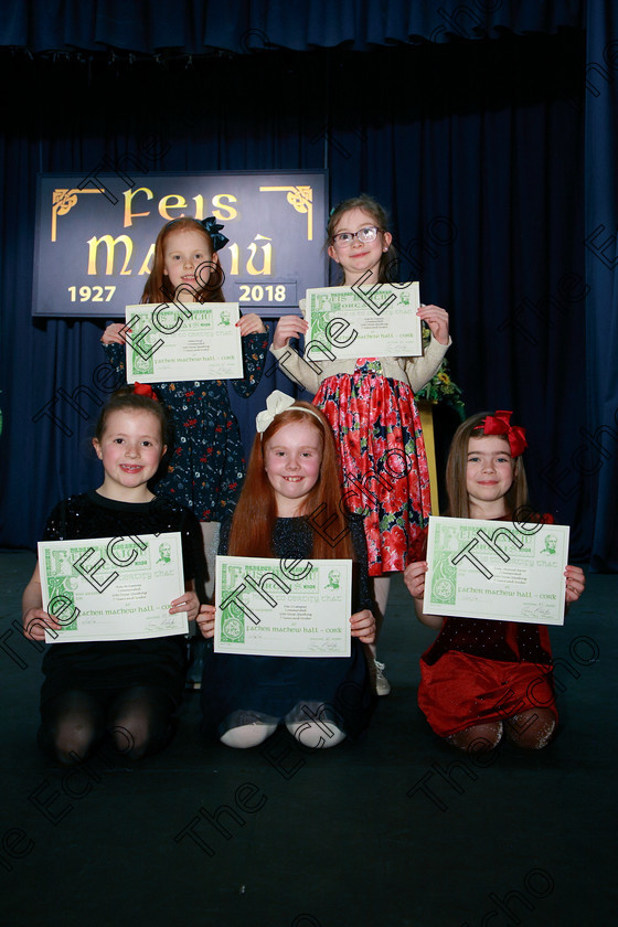 Feis11032018Sun69 
 69
Commended Ruby McSweeney, Ellie OCallaghan, Emily Strzelczyk, Hettie Hough and Ruth N Chiaoimh. Speech and Drama Class: 368: Solo Verse Speaking Girls 7 Years and Under Section 5 Feis Maiti 92nd Festival held in Fr. Mathew Hall. EEjob 10/03/2018 Picture: Gerard Bonus.