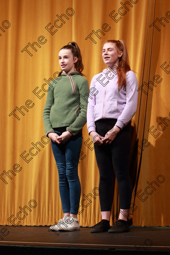 Feis14032019Thu33 
 33~34
Commended: Eabha Gayer and Ella Fahy from Fermoy performing Desolate Heaven.

Class: 310: The Peg Hallahan Memorial Perpetual Trophy Dramatic Duo 14 Years and Under A Dramatic Scene not exceeding 10 minutes.

Feis Maiti 93rd Festival held in Fr. Mathew Hall. EEjob 14/03/2019. Picture: Gerard Bonus.