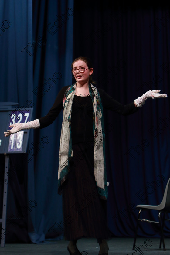 Feis13032019Wed49 
 48~49
Siobhn Carter performing The Evil Queen from Snow White

Class: 327: The Hartland Memorial Perpetual Trophy Dramatic Solo 12 Years and Under Section 3 A Solo Dramatic Scene not to exceed 5 minutes.

Feis Maiti 93rd Festival held in Fr. Mathew Hall. EEjob 13/03/2019. Picture: Gerard Bonus.