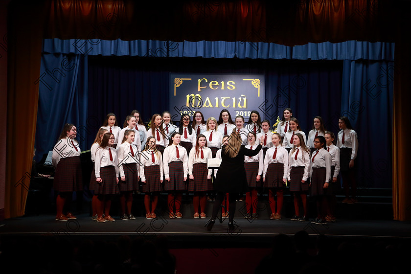 Feis27022019Wed24 
 24~27
Sacred Heart School Tullamore singing Puttin on the Ritz by Fred Astaire conducted by Regina McCarthy.

Class: 77: The Father Mathew Hall Perpetual Trophy Sacred Choral Group or Choir 19 Years and Under Two settings of Sacred words.
Class: 80: Chamber Choirs Secondary School

Feis Maiti 93rd Festival held in Fr. Mathew Hall. EEjob 27/02/2019. Picture: Gerard Bonus