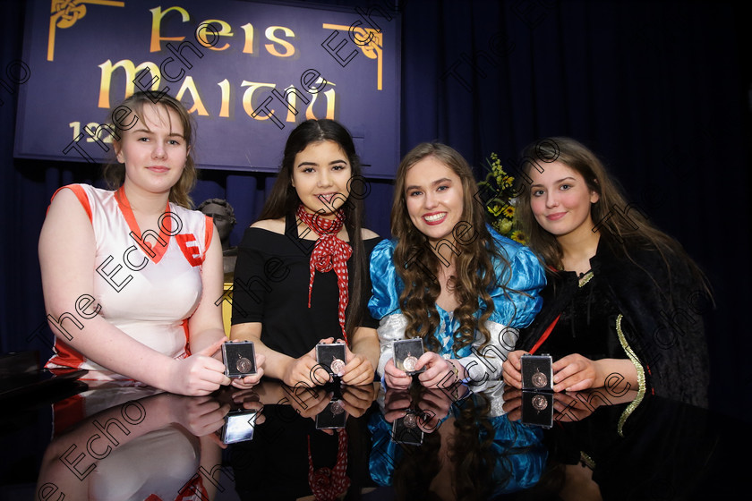 Feis27032018Tue73 
 72
Bronze Medallists on stage after perceiving their Medals.
 Singing Class: 111: The Edna McBirney Memorial Perpetual Cup Solo Action Song 16 Years and Under Section 2 Feis Maiti 92nd Festival held in Fr. Mathew Hall. EEjob 27/03/2018 Picture: Gerard Bonus