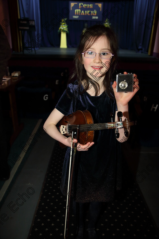 Feis04042019Thu14 
 14
Silver Medallist from Ava Thornton from Millstreet from Class 12 Years and Under.

Ceol agus Amhrnaocht Traidisinta

Feis Maiti 93rd Festival held in Fr. Mathew Hall. EEjob 04/04/2019. Picture: Gerard Bonus