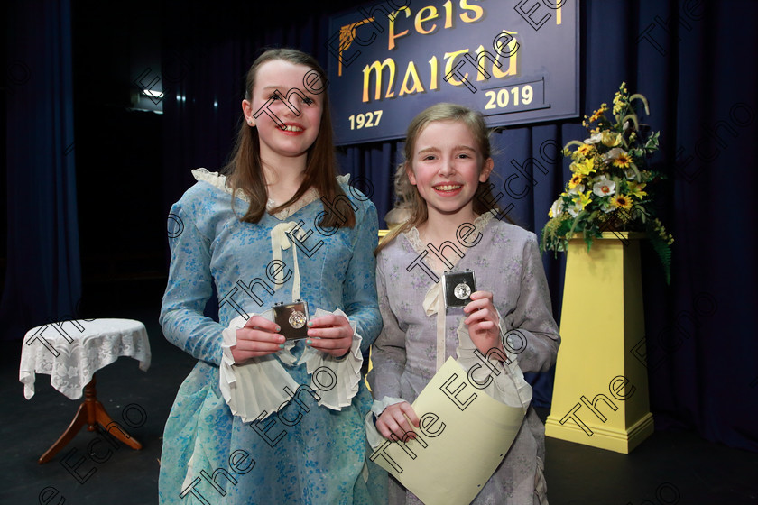 Feis22032019Fri57 
 57
Silver Medallists Saoirse McHugh from Bishopstown and Sophia Herlihy from Ballinhassig.

Class: 311: Dramatic Duo12 Years and Under Section 2 A Dramatic Scene not exceeding 8minutes.

Feis Maiti 93rd Festival held in Fr. Mathew Hall. EEjob 22/03/2019. Picture: Gerard Bonus.