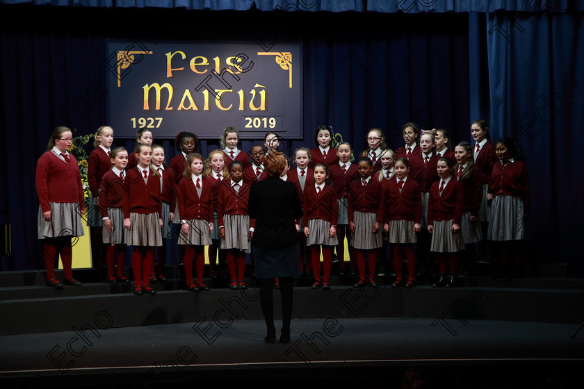 Feis01032019Fri11 
 11~15
2nd place St. Josephs Girls Choir, Clonakilty singing Golden Slumbers.

Class: 84: The Sr. M. Benedicta Memorial Perpetual Cup Primary School Unison ChoirsSection 2 Two contrasting unison songs.

Feis Maiti 93rd Festival held in Fr. Mathew Hall. EEjob 01/03/2019. Picture: Gerard Bonus