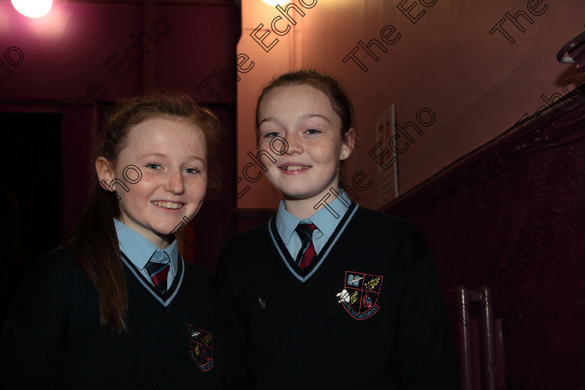 Feis12042018Thu30 
 30
Lauryn Quinn and Shauna OConnor from Scoil Aiseiri Chrost.
 Singing Class: 84: The Sr. M. Benedicta Memorial Perpetual Cup Primary School Unison Choirs Section 1 Feis Maiti 92nd Festival held in Fr. Mathew Hall. EEjob 28/03/2018 Picture: Gerard Bonus