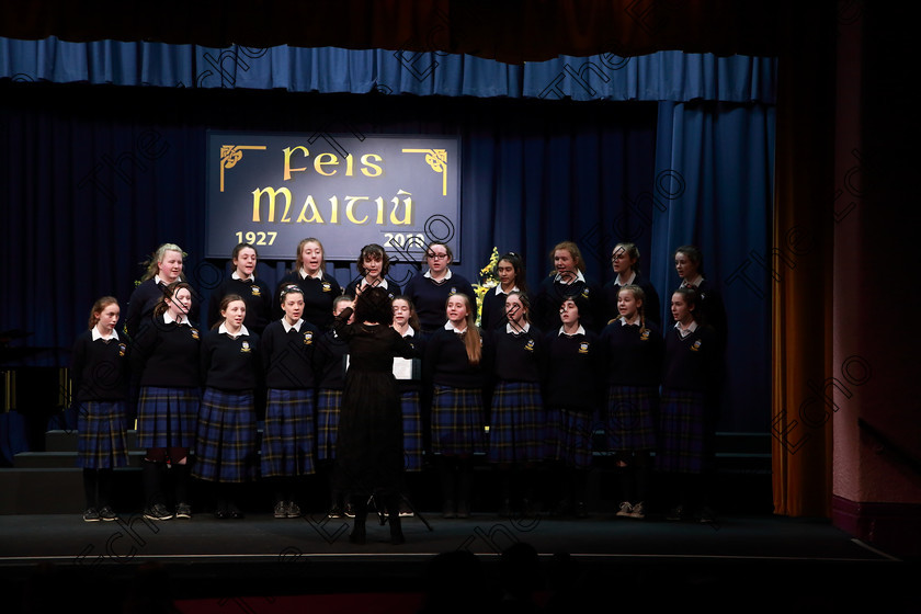 Feis27022019Wed18 
 17~21
St. Ailbes Choir singing Castle on A Cloud from Les Misrables conducted by Siobhan Hall.

Class: 77: The Father Mathew Hall Perpetual Trophy Sacred Choral Group or Choir 19 Years and Under Two settings of Sacred words.
Class: 80: Chamber Choirs Secondary School

Feis Maiti 93rd Festival held in Fr. Mathew Hall. EEjob 27/02/2019. Picture: Gerard Bonus