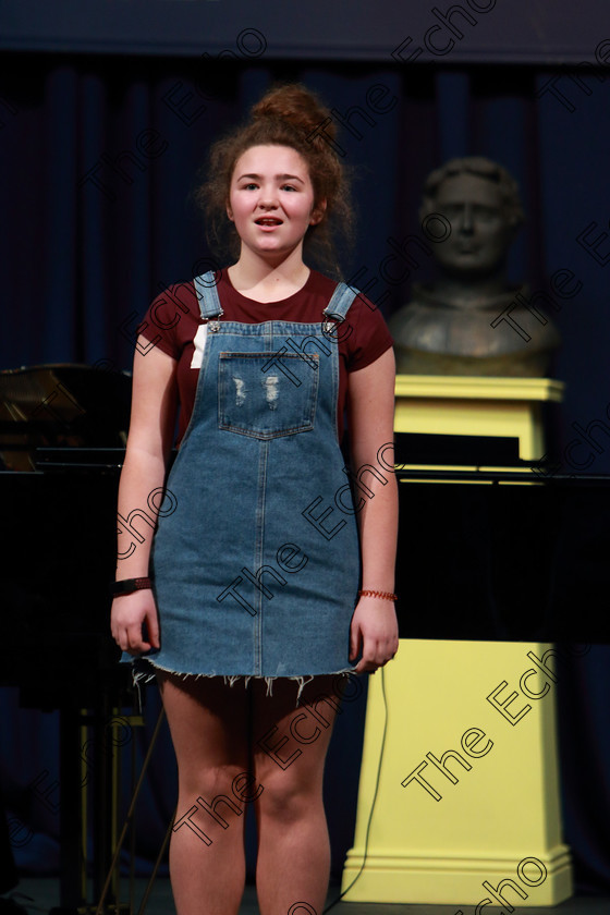 Feis04032019Mon04 
 4
Hanna Martin singing.

Class: 53: Girls Solo Singing 13 Years and UnderSection 2John Rutter A Clare Benediction (Oxford University Press).

Feis Maiti 93rd Festival held in Fr. Mathew Hall. EEjob 04/03/2019. Picture: Gerard Bonus