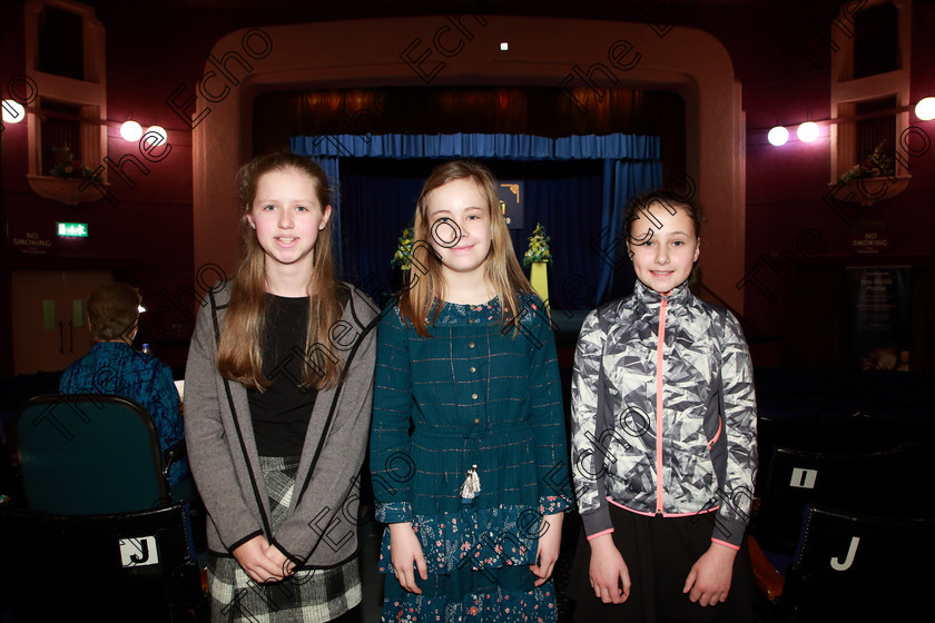 Feis26022019Tue29 
 29
Performers Caoilin McCarthy, Isabelle Moore and Ellarose McDonnell from Rathbarry and Killeagh.

Class: 53: Girls Solo Singing 13 Years and UnderSection 1 John Rutter A Clare Benediction (Oxford University Press).

Feis Maiti 93rd Festival held in Fr. Mathew Hall. EEjob 26/02/2019. Picture: Gerard Bonus