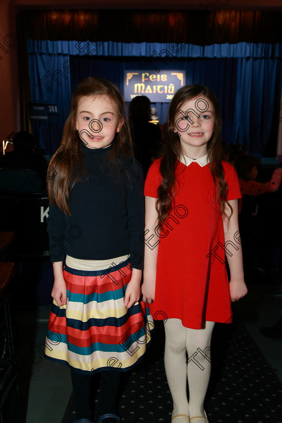 Feis11032018Sun58 
 58
Performers May Gainer and Isabel Walsh from Clonakilty.
 Speech and Drama Class: 368: Solo Verse Speaking Girls 7 Years and Under Section 5 Feis Maiti 92nd Festival held in Fr. Mathew Hall. EEjob 10/03/2018 Picture: Gerard Bonus.