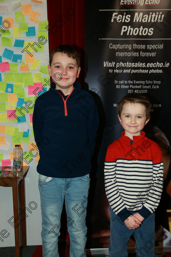 Feis24022018Sat66 
 66
Performer Emmet Buckley from Glanmire with his big brother Eoin.
 Speech and Drama Class: 381: Solo Verse Speaking Boys 8 Years and Under Section 2 Feis Maiti 92nd Festival held in Fr. Mathew Hall. EEjob 24/02/2018 Picture: Gerard Bonus.