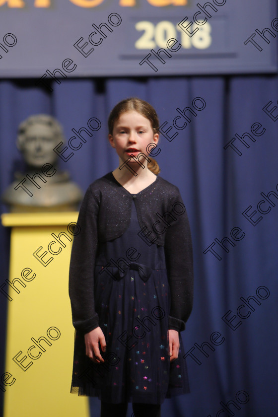 Feis25032018Sun24 
 24
Laura Moore reciting poem.
 Speech and Drama Class: 365: Solo Verse Speaking Girls 10 Years and Under Section 5 Feis Maiti 92nd Festival held in Fr. Mathew Hall. EEjob 25/03/2018 Picture: Gerard Bonus