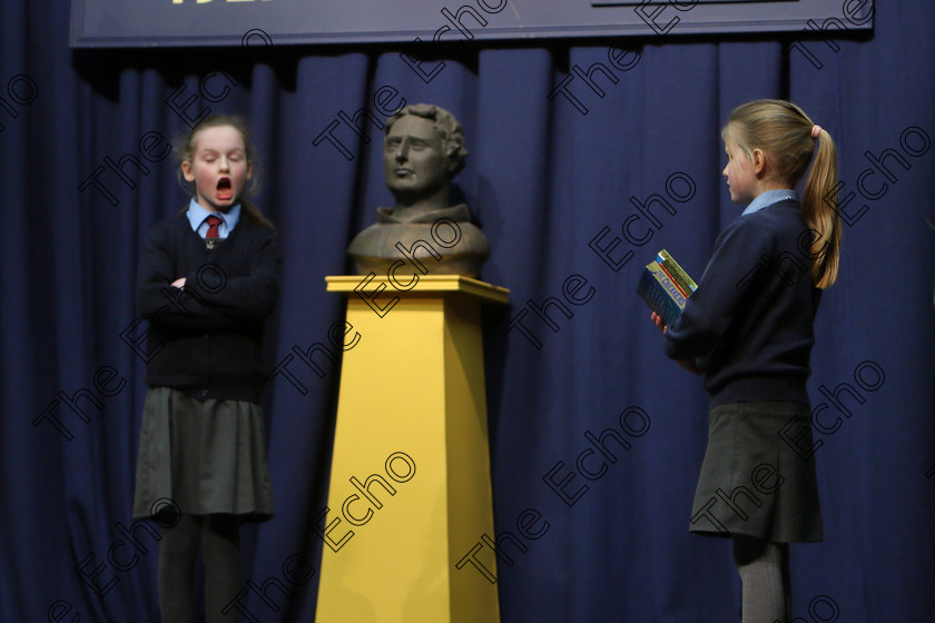 Feis20032018Tue40 
 39~42
Bronze Medallists Duo Lucy Matson and Sarah OSullivan from Ovens for their performance of A Little Princess.
 Speech and Drama Class: 313: Dramatic Duo 8 Years and Under Feis Maiti 92nd Festival held in Fr. Mathew Hall. EEjob 20/03/2018 Picture: Gerard Bonus.