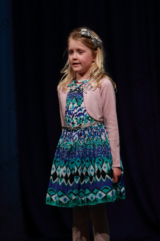 Feis30032019Sat34 
 34
Bella Ryan from The Old Blackrock Road performing her second time at Feis.

Class: 368: Solo Verse Speaking Girls 7 Years and Under Section 4 Either: The Mermaid Theresa Heine or Night Ride Celia Warren.

Feis Maiti 93rd Festival held in Fr. Mathew Hall. EEjob 30/03/2019. Picture: Gerard Bonus