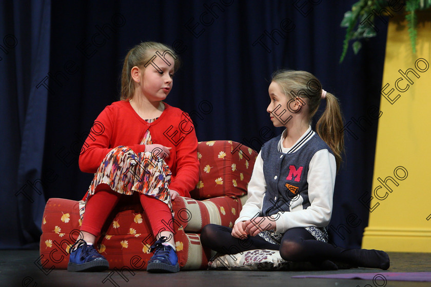 Feis24032018Sat30 
 28~30
Lydia Young and Jayne Fitzgerald performing Junior Miss,
 Speech and Drama Class: 312: Dramatic Duo 10 Years and Under Feis Maiti 92nd Festival held in Fr. Mathew Hall. EEjob 24/03/2018 Picture: Gerard Bonus