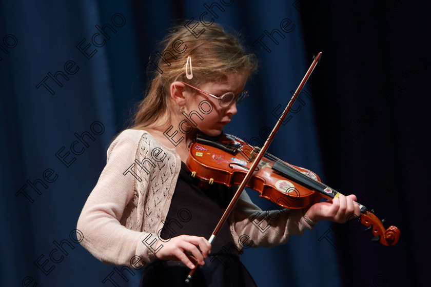 Feis0402109Mon38 
 37~38
Cushla ORielly performing set piece.

Class: 242: Violin Solo 8 Years and Under (a) CarsePetite Reverie (Classical Carse Bk.1) (b) Contrasting piece not to exceed 2 minutes.

Feis Maiti 93rd Festival held in Fr. Matthew Hall. EEjob 04/02/2019. Picture: Gerard Bonus