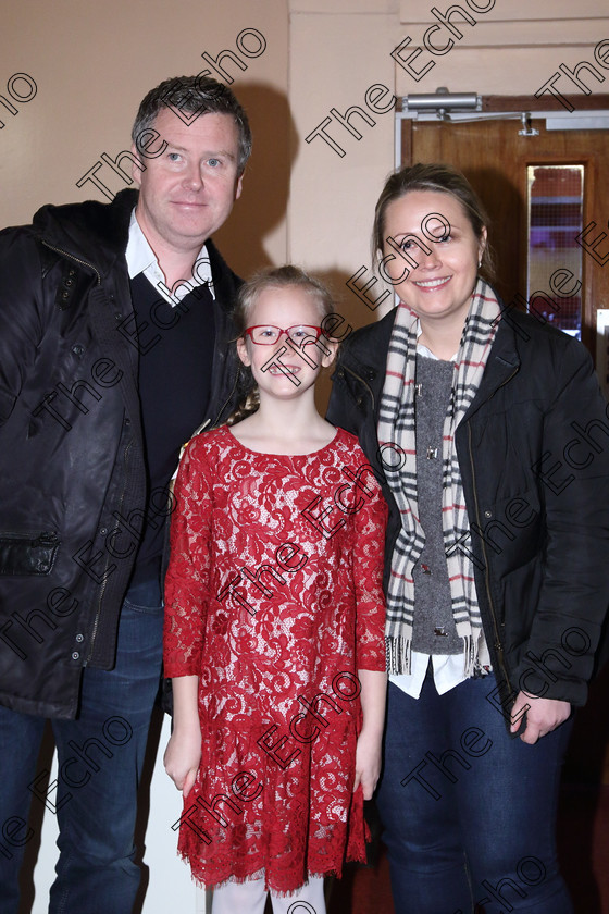 Feis01022019Fri17 
 17
Alexandra Keane from Waterford with her parents Paul and Irina.

Class: 166: Piano Solo: 10Yearsand Under (a) Kabalevsky  Toccatina, (No.12 from 30 Childrens Pieces Op.27). (b) Contrasting piece of own choice not to exceed 3 minutes.
 Feis Maiti 93rd Festival held in Fr. Matthew Hall. EEjob 01/02/2019. Picture: Gerard Bonus