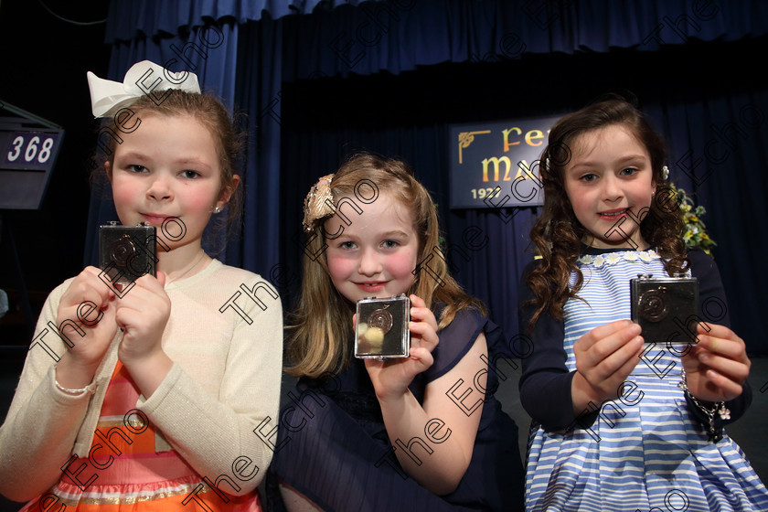 Feis31032019Sun62 
 62
Bronze Medallists Amelia Courtney from Ovens; Ella OMahony from Ballincollig and Amy Wall Kennedy from Courtmacsherry.

Class: 368: Solo Verse Speaking Girls 7 Years and Under Section 5 Either: The Mermaid Theresa Heine. Or: Night Ride Celia Warren.

Feis Maiti 93rd Festival held in Fr. Mathew Hall. EEjob 31/03/2019. Picture: Gerard Bonus