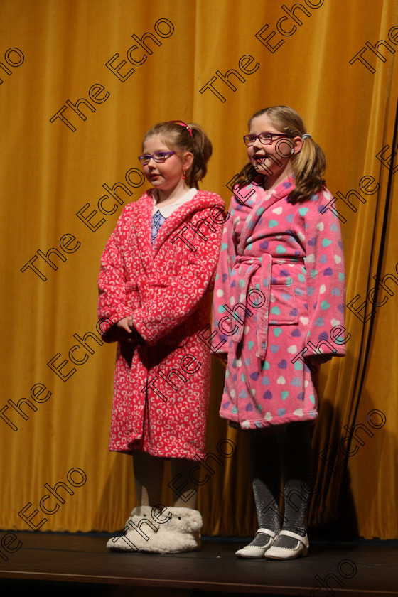 Feis24032018Sat61 
 61~62
Twins Lucy and Abbie Barry from Bartlemy performing as the Ugly Sisters from Cinderella.
 Speech and Drama Class: 312: Dramatic Duo 10 Years and Under Feis Maiti 92nd Festival held in Fr. Mathew Hall. EEjob 24/03/2018 Picture: Gerard Bonus