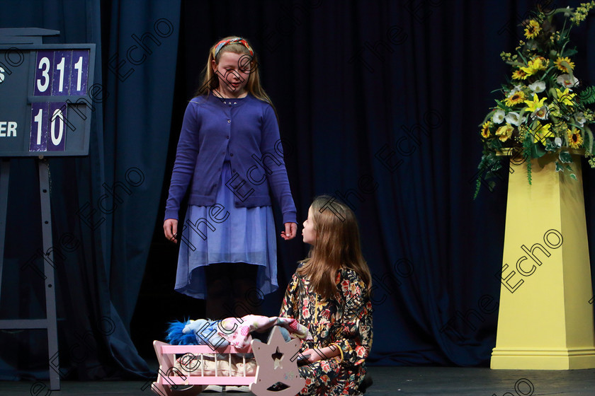 Feis21032019Thu06 
 5~7
Lydia Young and Emma Kennedy from Ballincollig and Ovens performing Monster Garden.

Class: 311: Dramatic Duo 12 Years and Under Section 1 A Dramatic Scene not exceeding 8minutes.

Feis Maiti 93rd Festival held in Fr. Mathew Hall. EEjob 21/03/2019. Picture: Gerard Bonus.