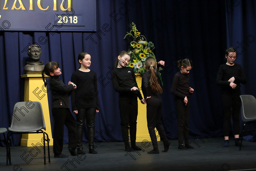 Feis23022018Fri86 
 86
Ellis Stage School Mayfield A Group performing In Trouble Again.
 Speech and Drama Class: 468 The Ide McSweeney Perpetual Cup Group Mime 11 Years and Under Feis Maiti 92nd Festival held in Fr. Mathew Hall. EEjob 23/02/2018 Picture: Gerard Bonus.