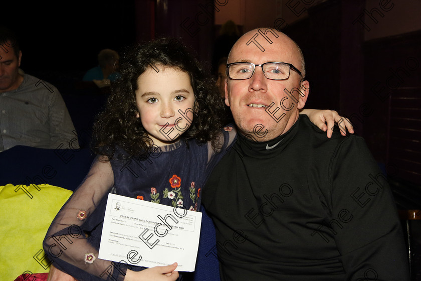 Feis27032018Tue18 
 18
Performer Brooke McCarthy from Togher with her dad Dan.
 Singing Class: 56: 7 Years and Under Crawley The Penguin Dance Feis Maiti 92nd Festival held in Fr. Mathew Hall. EEjob 27/03/2018 Picture: Gerard Bonus