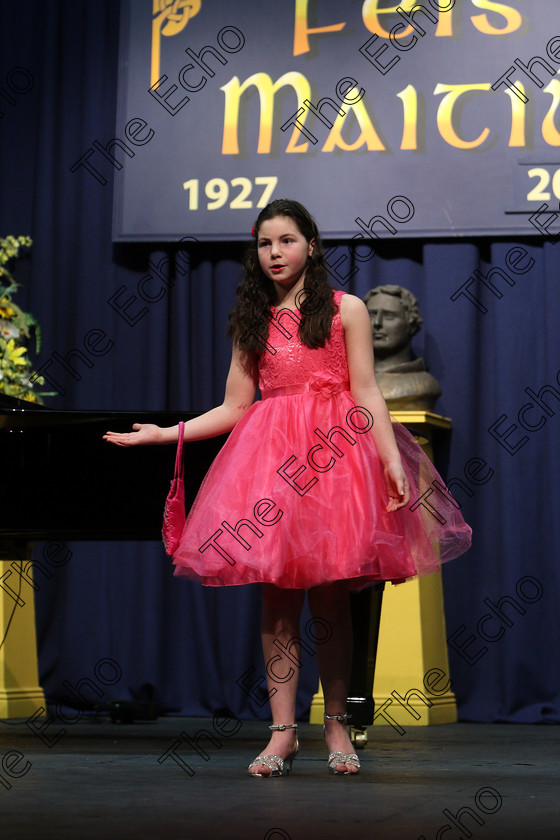 Feis07032018Wed03 
 3
Clodagh OSullivan performing Popular from Wicked.
 Singing and School Choirs Class: 113: The Edna McBirney Memorial Perpetual Award Solo Action Song 12 Years and Under Section 3 Feis Maiti 92nd Festival held in Fr. Mathew Hall. EEjob 06/03/2018 Picture: Gerard Bonus.