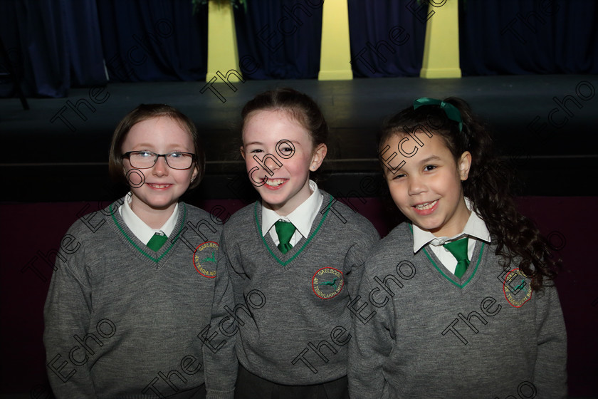 Feis03042019Wed07 
 7
Darcy Cronin, Lillie Mongomery and Summer Dunlea from Gaelscoil an Teaghlaigh Naofa, Ballyphehane.

Rinn: 533: Corn U Bhuachalla Cr-Reacaireacht 9 Bliana DAois N Faoina An Clog Padraig MacConcoille. (b) A Rogha Fin.

Feis Maiti 93rd Festival held in Fr. Mathew Hall. EEjob 03/04/2019. Picture: Gerard Bonus