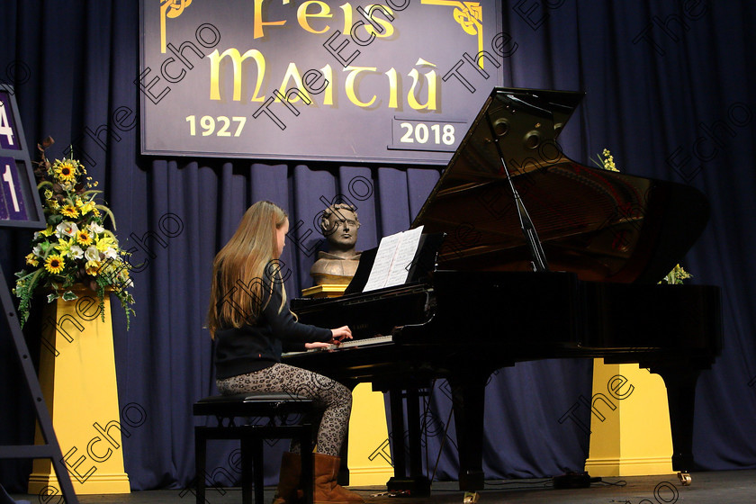 Feis31012018Wed04 
 4
Maeve Hannon from Wellington Road performing.
 Class: 164: Piano Solo 14 years and under. Feis Maiti 92nd Festival held in Fr. Matthew Hall. EEjob 31/01/2018 Picture: Gerard Bonus