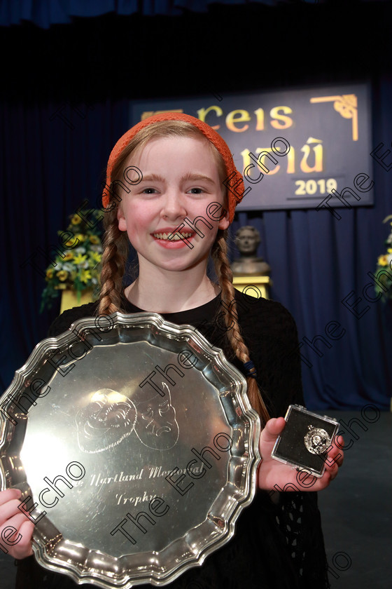 Feis13032019Wed66 
 66
Silver Medalist and Overall Winning Sophia Herlihy from Ballinhassig with 89 marks for her performance of Saint Bernadette just after seeing the Virgin Mary and telling her family.

Class: 327: The Hartland Memorial Perpetual Trophy Dramatic Solo 12 Years and Under Section 3 A Solo Dramatic Scene not to exceed 5 minutes.

Feis Maiti 93rd Festival held in Fr. Mathew Hall. EEjob 13/03/2019. Picture: Gerard Bonus.