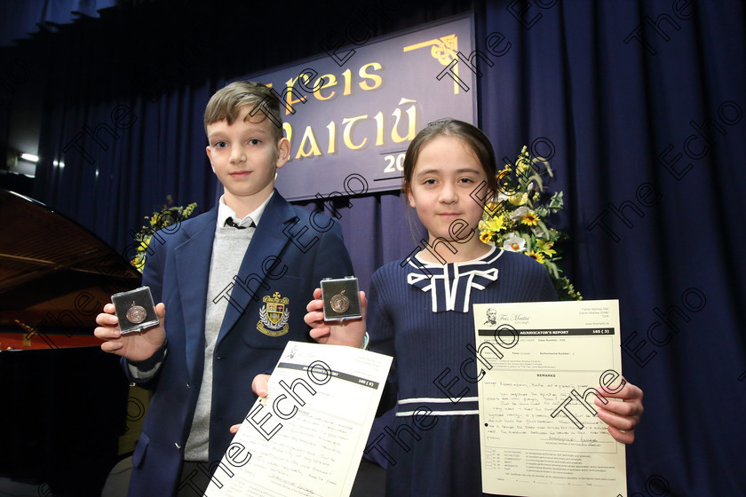 Feis31012019Thur17 
 17
Bronze Medallists Giacomo Cammoranesi from Ballintemple and Katie Foster from Cahersiveen, Co Kerry.

Feis Maiti 93rd Festival held in Fr. Matthew Hall. EEjob 31/01/2019. Picture: Gerard Bonus

Class: 165: Piano Solo 12YearsandUnder (a) Prokofiev Cortege de Sauterelles (Musique denfants). (b) Contrasting piece of own choice not to exceed 3 minutes.