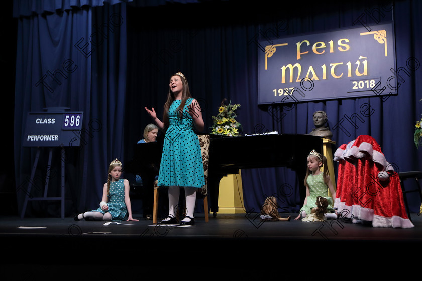 Feis27032018Tue72 
 65~69
A fabulous 90 marks for the family of Faye, Sophia and Charlotte Herlihy from Ballinhassig performed in the Family Class A programme of own choice not to exceed 10 minutes they called it Sisterhood every adjudicator at this years Feis awarded the top mark of 90 points to one or two acts, many adjudicators dont give the highest score in years of adjudicating, reflecting the very high standard going through the doors of Fr. Mathew Hall. 
 Feis Maiti 92nd Festival held in Fr. Mathew Hall. EEjob 28/03/2018 Picture: Gerard Bonus