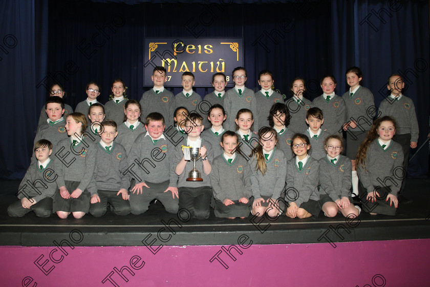 Feis23022018Fri58 
 56~60
Cup Winners An Teaghlaigh Ballyphehane.
 Speech and Drama Class: 476: The Peg OMahony Memorial Perpetual Cup Choral Speaking 4th Class Feis Maiti 92nd Festival held in Fr. Mathew Hall. EEjob 23/02/2018 Picture: Gerard Bonus.