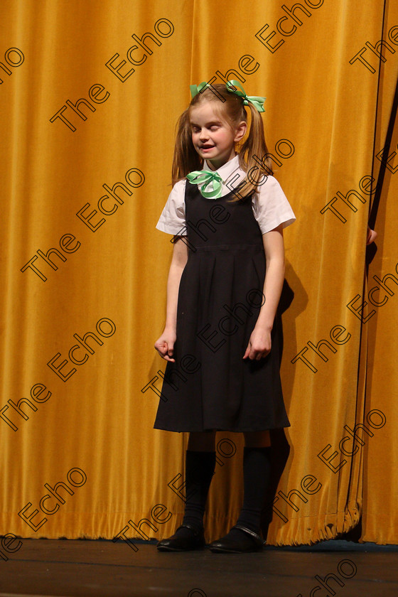 Feis16032018Fri26 
 26~27
Saoirse Barrett from Mitchelstown performing Madeline Alone.
 Speech and Drama Class: 328: The Fr. Nessan Shaw Memorial Perpetual Cup Dramatic Solo 10 Years and Under Section 3 Feis Maiti 92nd Festival held in Fr. Mathew Hall. EEjob 16/03/2018 Picture: Gerard Bonus.