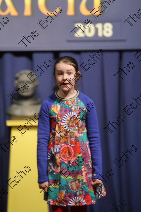 Feis25032018Sun26 
 26
Commended Marie Coleman reciting poem.
 Speech and Drama Class: 365: Solo Verse Speaking Girls 10 Years and Under Section 5 Feis Maiti 92nd Festival held in Fr. Mathew Hall. EEjob 25/03/2018 Picture: Gerard Bonus