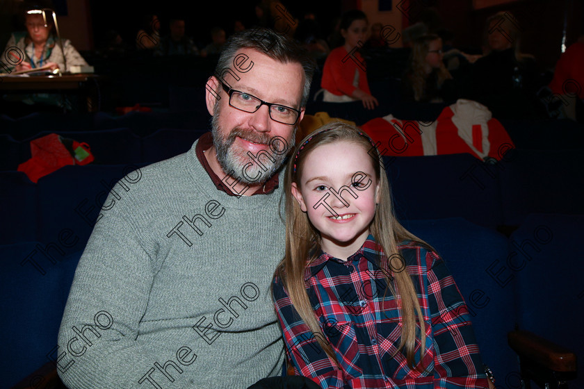 Feis24022018Sat01 
 1
Performer Katherine Murphy from Ballinlough with her dad Brian.
 Speech and Drama Class: 367: Solo Verse Speaking Girls 8 Years and Under Section 2 Feis Maiti 92nd Festival held in Fr. Mathew Hall. EEjob 24/02/2018 Picture: Gerard Bonus.