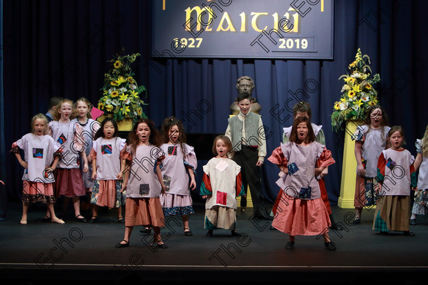 Feis28022019Thu62 
 62~67
CADA Performing Arts performing extracts from Annie.

Class: 103: The Rebecca Allman Perpetual Trophy Group Action Songs 10 Years and Under Programme not to exceed 10minutes.

Feis Maiti 93rd Festival held in Fr. Mathew Hall. EEjob 28/02/2019. Picture: Gerard Bonus