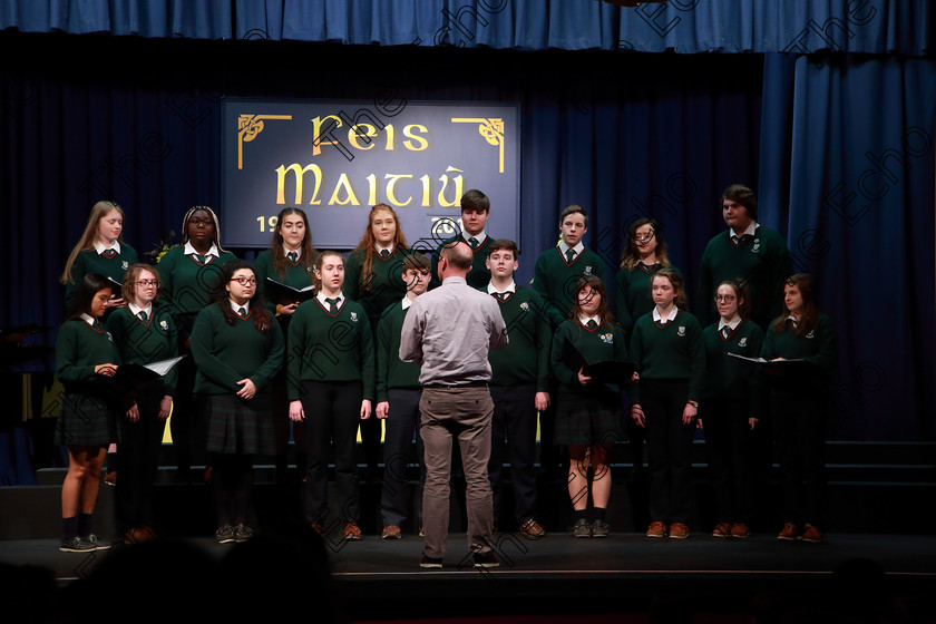 Feis27022019Wed28 
 28~31
Cashel Community School singing Count The Stars conducted by John Murray.

Class: 77: The Father Mathew Hall Perpetual Trophy Sacred Choral Group or Choir 19 Years and Under Two settings of Sacred words.
Class: 80: Chamber Choirs Secondary School

Feis Maiti 93rd Festival held in Fr. Mathew Hall. EEjob 27/02/2019. Picture: Gerard Bonus