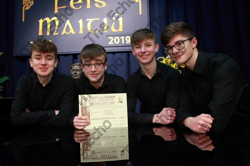 Feis10022019Sun58 
 58
2nd place went to The Buffet Clarinets; Cormac Flynn, Daire Sweeney, James Gibson, and James Kelleher.

Class: 269: The Lane Perpetual Cup Chamber Music 18 Years and Under
Two Contrasting Pieces, not to exceed 12 minutes

Feis Maiti 93rd Festival held in Fr. Matthew Hall. EEjob 10/02/2019. Picture: Gerard Bonus