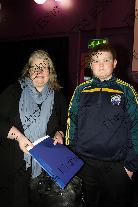 Feis24032018Sat16 
 16
Performer Mark OConnell from Magazine Road with his mother Kathleen.
 Speech and Drama Prose Reading 12 Years and Under; 15 Years and Under; 16 Years and Over Feis Maiti 92nd Festival held in Fr. Mathew Hall. EEjob 24/03/2018 Picture: Gerard Bonus