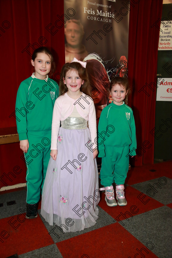 Feis0402109Mon04 
 4
Performer Neasa Randles from Waterfall with her sisters Sadhbh and Fiadh.

Class: 242: Violin Solo 8 Years and Under (a) CarsePetite Reverie (Classical Carse Bk.1) (b) Contrasting piece not to exceed 2 minutes.

Feis Maiti 93rd Festival held in Fr. Matthew Hall. EEjob 04/02/2019. Picture: Gerard Bonus