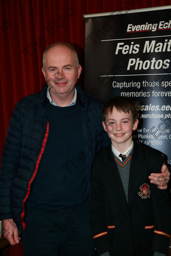 Feis06022018Tue20 
 20
Performer Tom Hannon from Wellington Road with his dad Kieran Hannon.
 Instrumental Music Class: 205: Brass Solo 12 Years and Under Feis Maiti 92nd Festival held in Fr. Mathew Hall. EEjob 05/02/2018 Picture: Gerard Bonus.