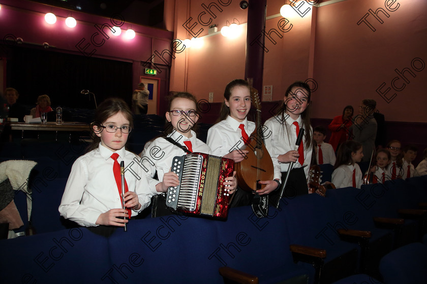 Feis04042019Thu30 
 30~31
Alana Clancy, Niamh Middleton, Meave Twohig and Sarah Hegarty, Douglas Comhaltas.

Class: 551: Grupa Ceoil Corn Evening Echo 14 Bliana DAois N Faoina

Feis Maiti 93rd Festival held in Fr. Mathew Hall. EEjob 04/04/2019. Picture: Gerard Bonus