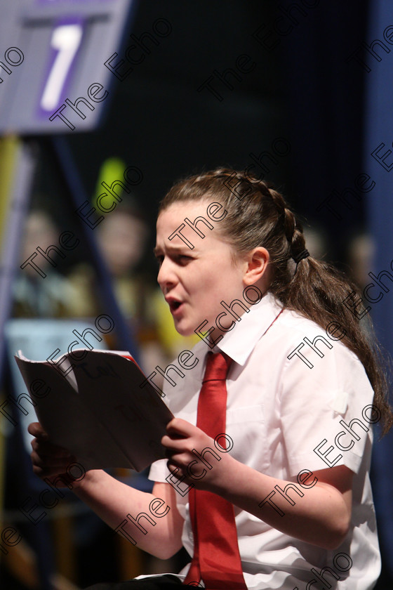 Feis06032018Tue01 
 1
Robyn Morrissey performing Naughty from Matilda.
 Singing and School Choirs Class: 113: The Edna McBirney Memorial Perpetual Award Solo Action Song 12 Years and Under Section 2 Feis Maiti 92nd Festival held in Fr. Mathew Hall. EEjob 06/03/2018 Picture: Gerard Bonus.