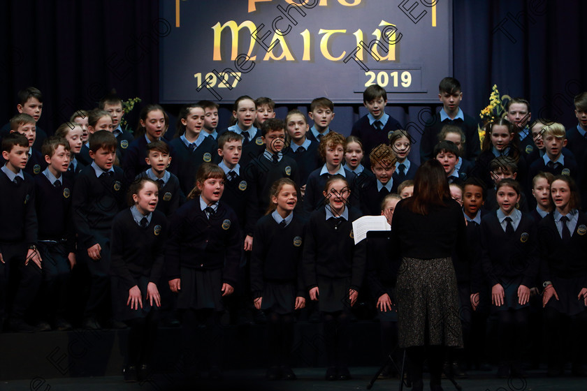 Feis28022019Thu21 
 17~21
Scoil Naomh Fionn. Rennies singing Mama Mia.

Class: 84: The Sr. M. Benedicta Memorial Perpetual Cup Primary School Unison ChoirsSection 1Two contrasting unison songs.

Feis Maiti 93rd Festival held in Fr. Mathew Hall. EEjob 28/02/2019. Picture: Gerard Bonus