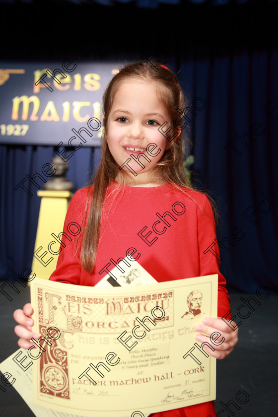 Feis23032019Sat53 
 53
3rd place Molly Murphy from Douglas.

Class: 369: Solo Verse Speaking Girls 6 Years and Under Section 2 Either Ice Cone Island Bernard Lodge or Night Fright Marian Swinger.

Feis Maiti 93rd Festival held in Fr. Mathew Hall. EEjob 23/03/2019. Picture: Gerard Bonus.