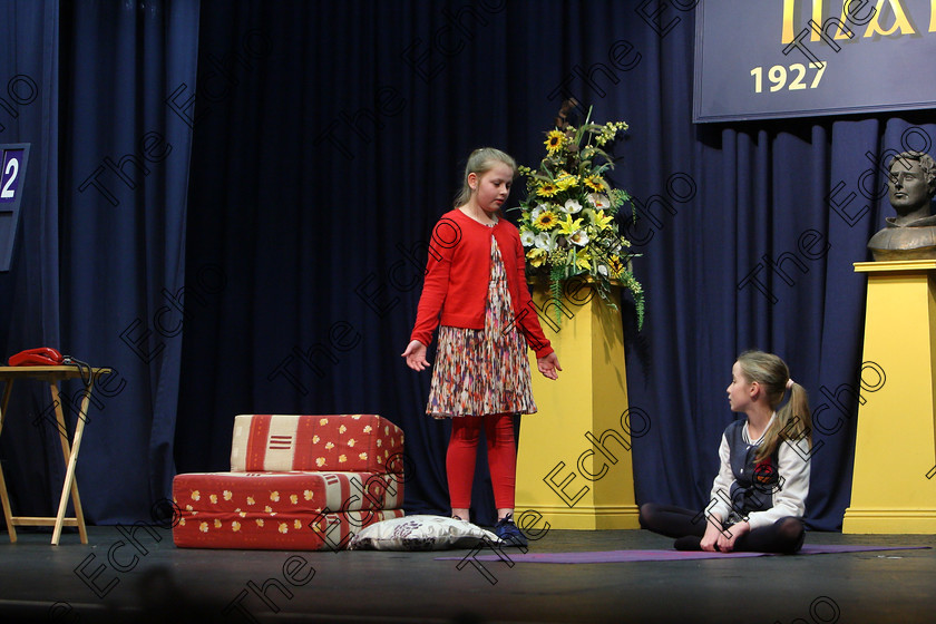 Feis24032018Sat29 
 28~30
Lydia Young and Jayne Fitzgerald performing Junior Miss,
 Speech and Drama Class: 312: Dramatic Duo 10 Years and Under Feis Maiti 92nd Festival held in Fr. Mathew Hall. EEjob 24/03/2018 Picture: Gerard Bonus