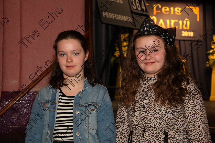 Feis26032019Tue03 
 3
Performers Ruby Hayes and Lucy Jones.

Class: 364: Solo Verse Speaking Girls 11 Years and Under Section 3 Either: Cat Mary Britton Miller or: The Dark James Carter.

Feis Maiti 93rd Festival held in Fr. Mathew Hall. EEjob 26/03/2019. Picture: Gerard Bonus