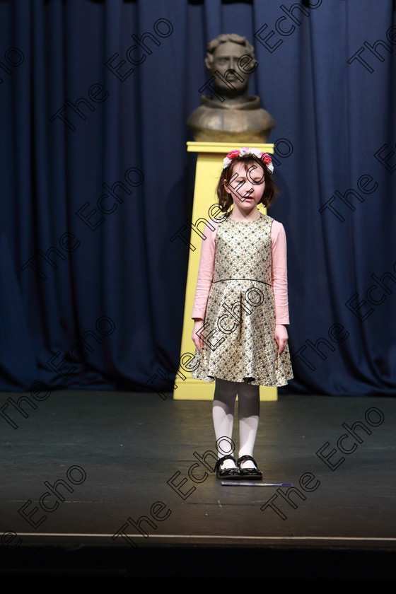 Feis23032019Sat36 
 36
Chloe Buckley performing.

Class: 369: Solo Verse Speaking Girls 6 Years and Under Section 2 Either Ice Cone Island Bernard Lodge or Night Fright Marian Swinger.

Feis Maiti 93rd Festival held in Fr. Mathew Hall. EEjob 23/03/2019. Picture: Gerard Bonus.