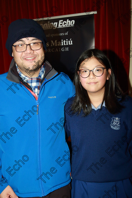 Feis31012019Thur13 
 13
Performer Tian Yi Lu from Ballincollig with her dad Chris.

Feis Maiti 93rd Festival held in Fr. Matthew Hall. EEjob 31/01/2019. Picture: Gerard Bonus

Class: 165: Piano Solo 12YearsandUnder (a) Prokofiev Cortege de Sauterelles (Musique denfants). (b) Contrasting piece of own choice not to exceed 3 minutes.